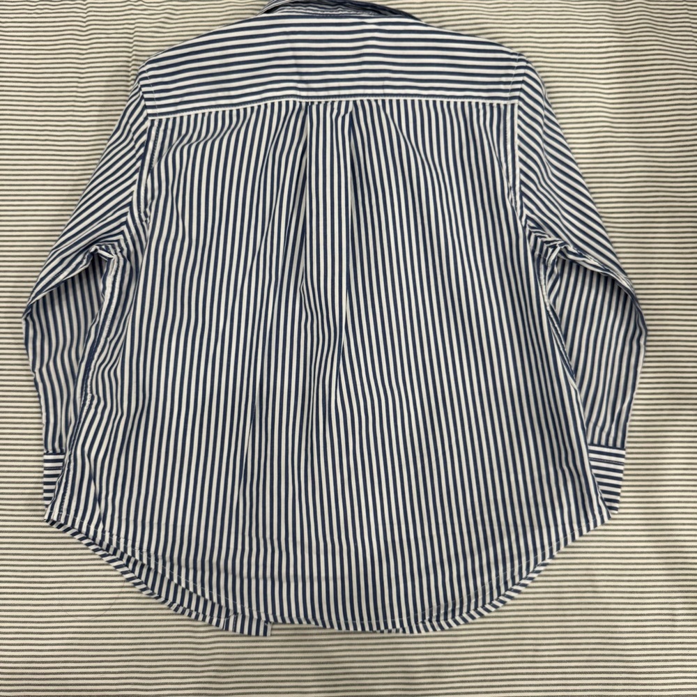 2T Ralph Lauren Kids Navy Striped Button Down Shirt - Picture 6 of 6
